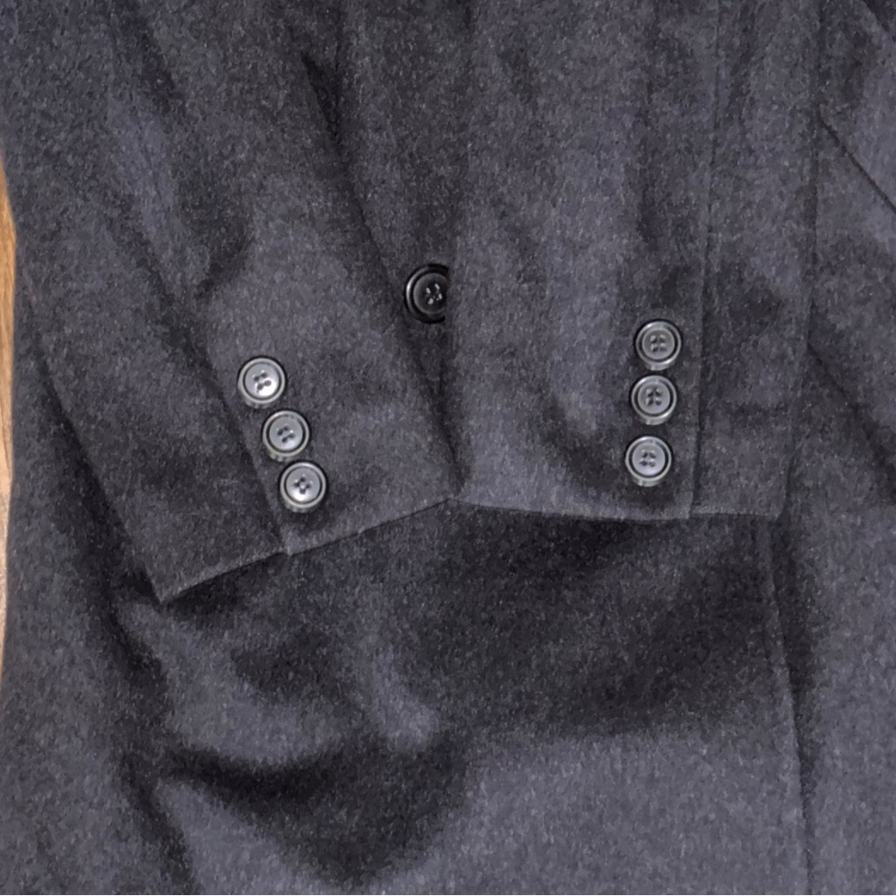 Women's Vintage Liz Claiborne Black 100% Wool Double-Breasted Long Overcoat - Picture 9 of 13